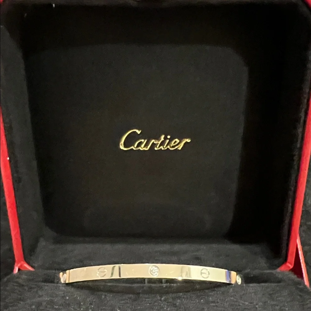 LOVE 18K white gold small 6 diamond bracelet. Excellent condition. Make offer. - Picture 2 of 5